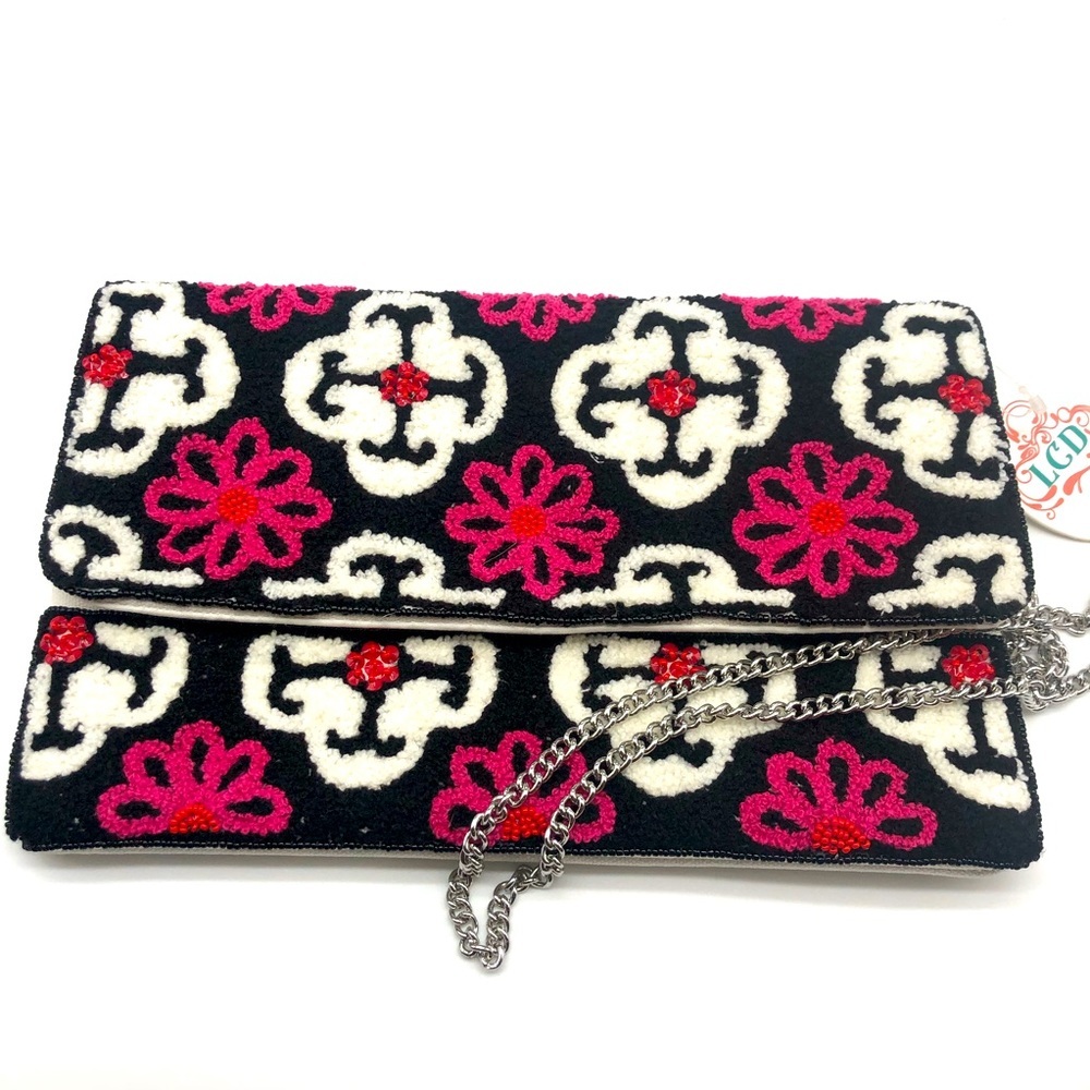 Retro Handmade Medallion Towel Weave Beaded Clutch or Crossbody Bag